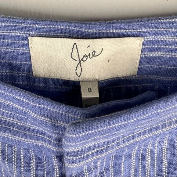 JOIE Blue Linen Striped Seersucker Linen Shorts Size 0 4 inch Inseam White - Picture 5 of 6
